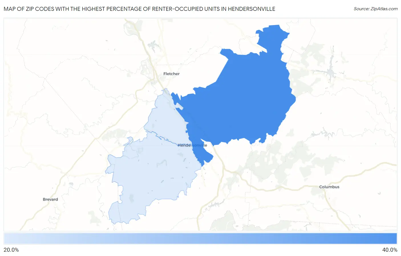 Zip Codes with the Highest Percentage of Renter-Occupied Units in Hendersonville Map