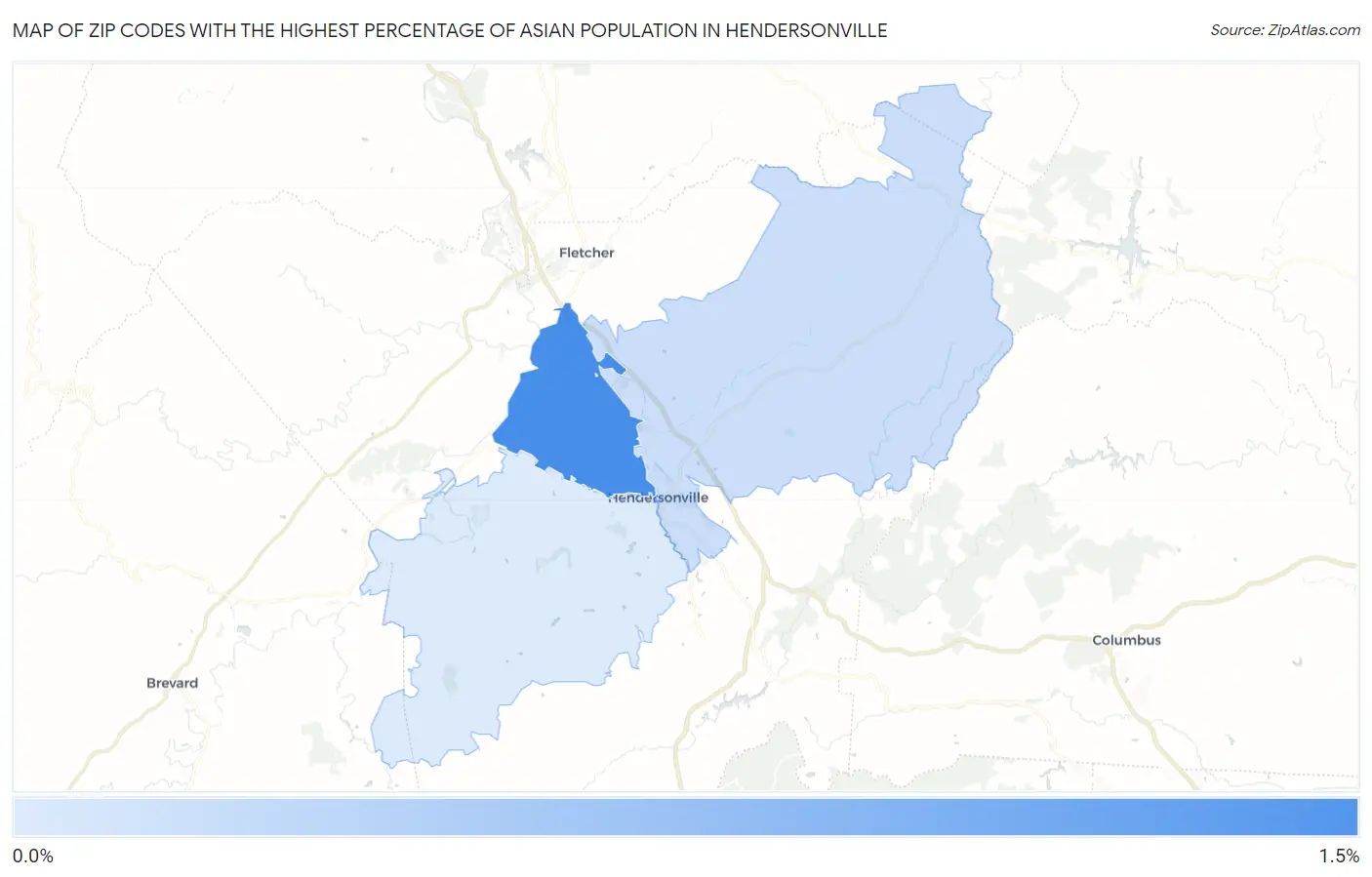 Zip Codes with the Highest Percentage of Asian Population in Hendersonville Map