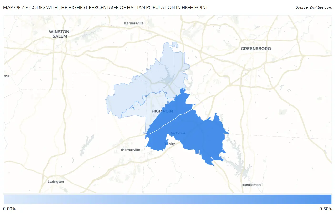 Zip Codes with the Highest Percentage of Haitian Population in High Point Map