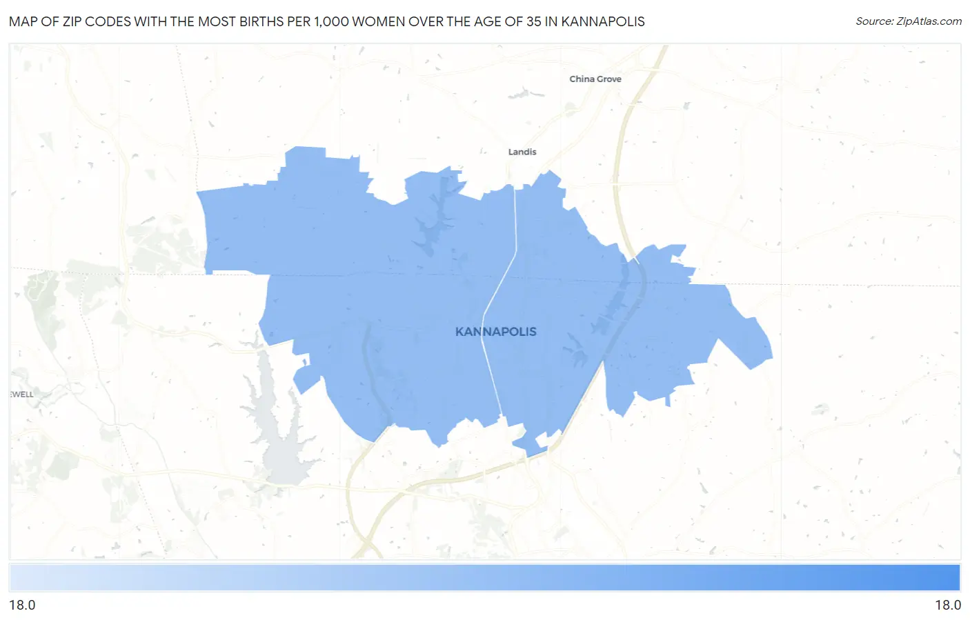 Zip Codes with the Most Births per 1,000 Women Over the Age of 35 in Kannapolis Map