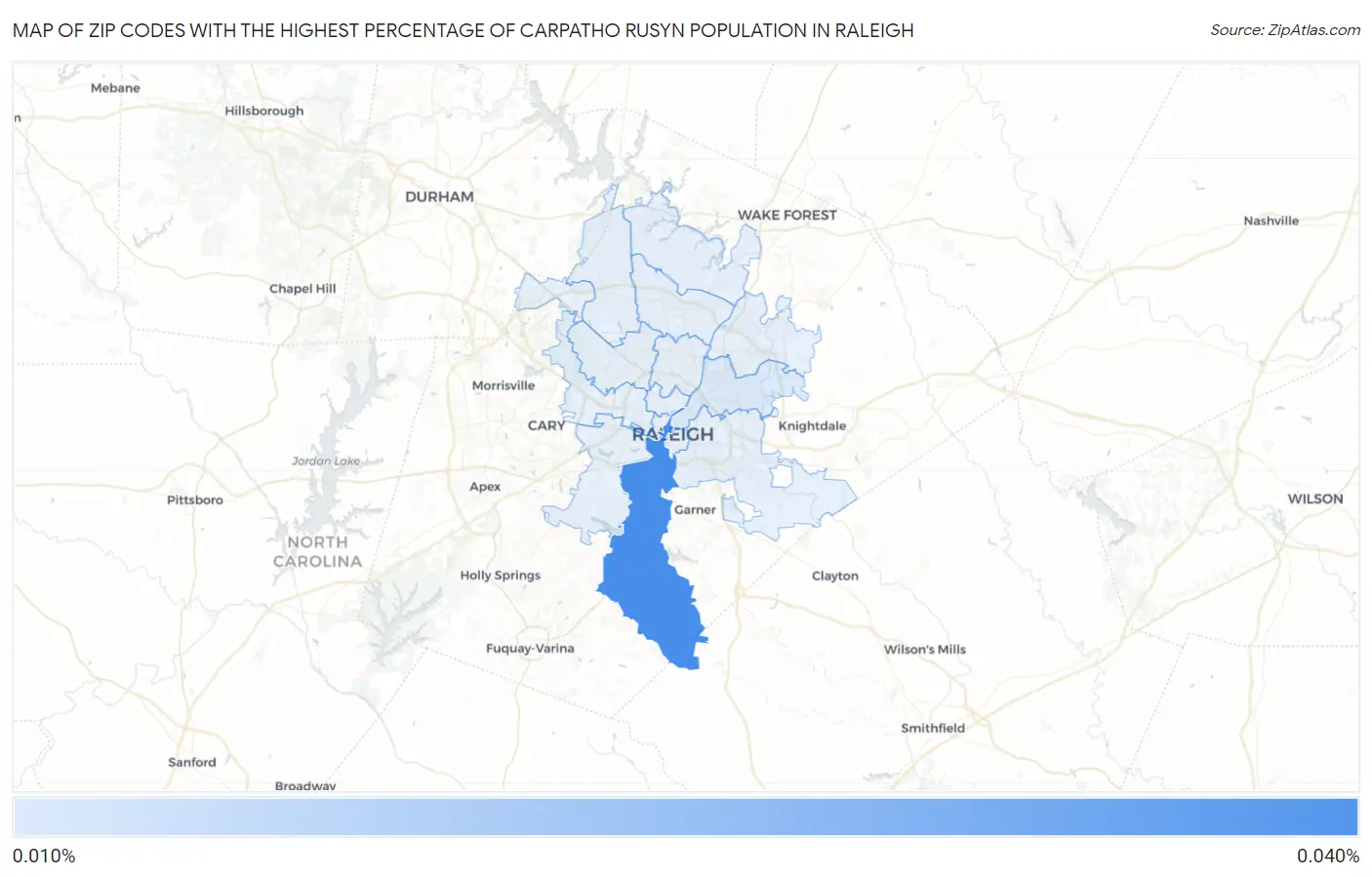 Zip Codes with the Highest Percentage of Carpatho Rusyn Population in Raleigh Map