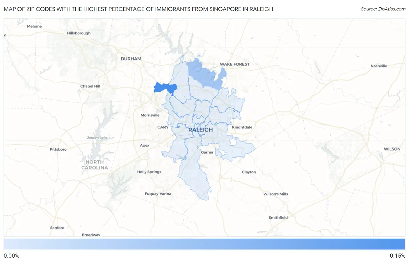 Zip Codes with the Highest Percentage of Immigrants from Singapore in Raleigh Map