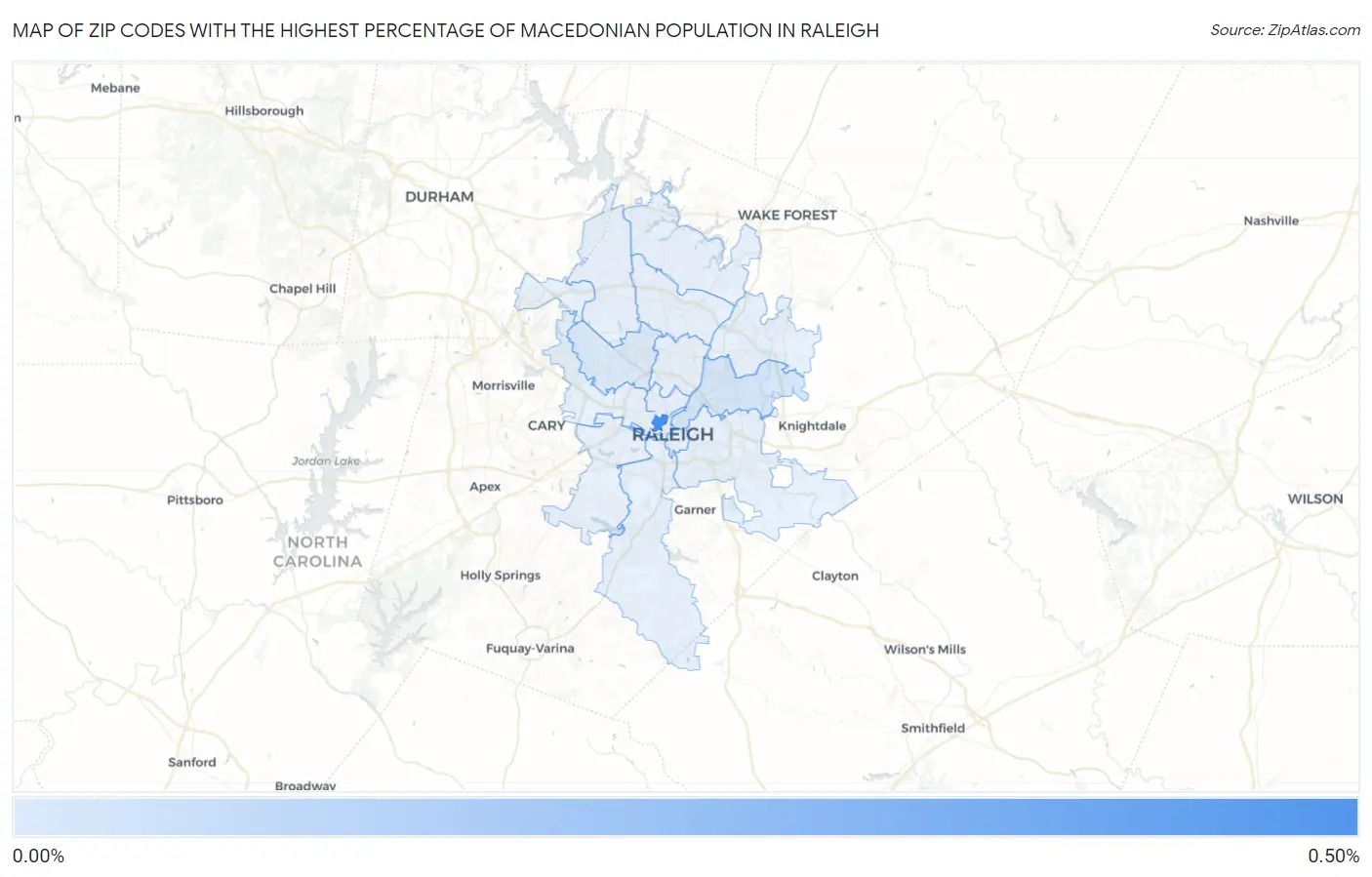 Zip Codes with the Highest Percentage of Macedonian Population in Raleigh Map
