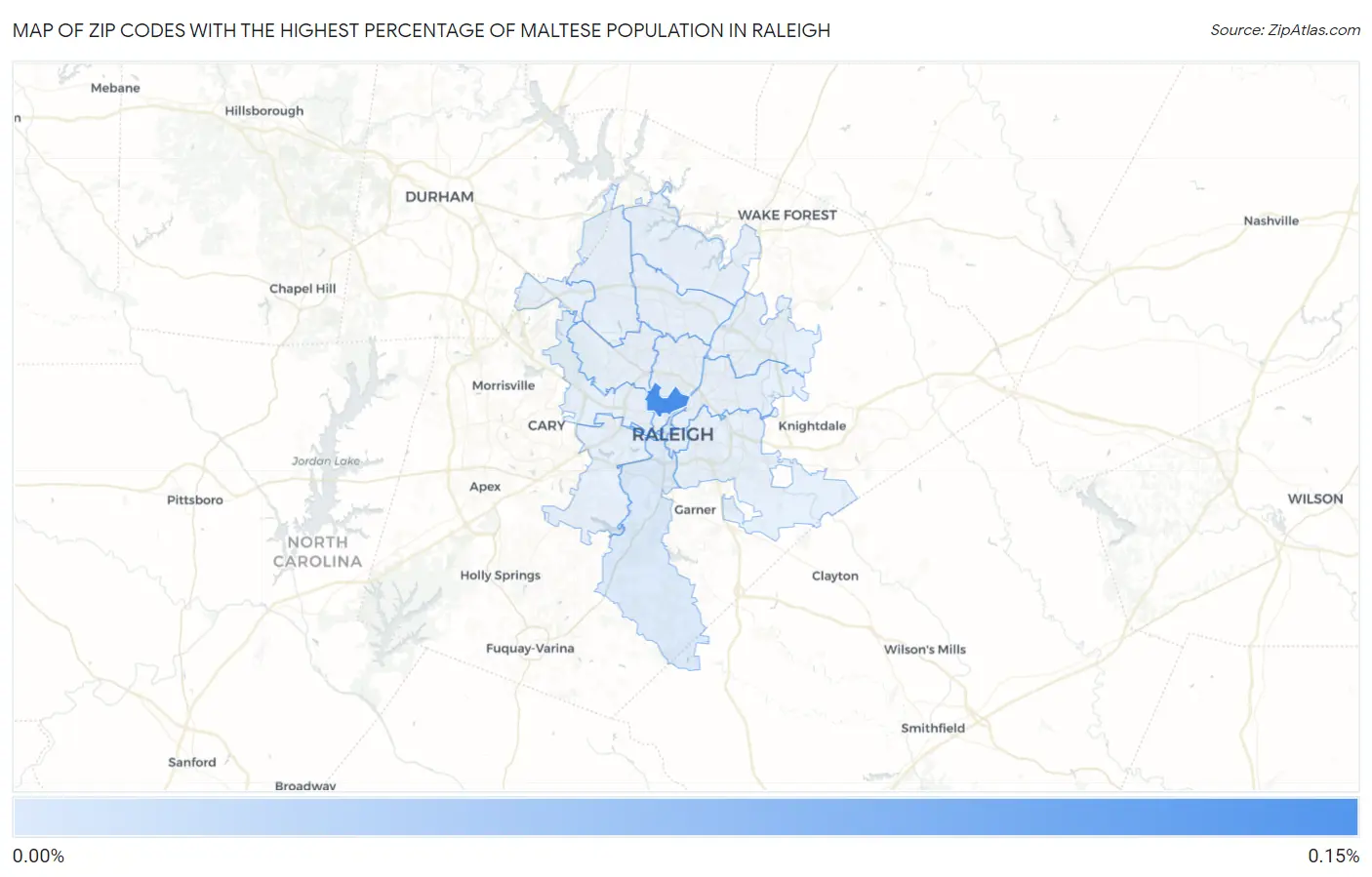 Zip Codes with the Highest Percentage of Maltese Population in Raleigh Map