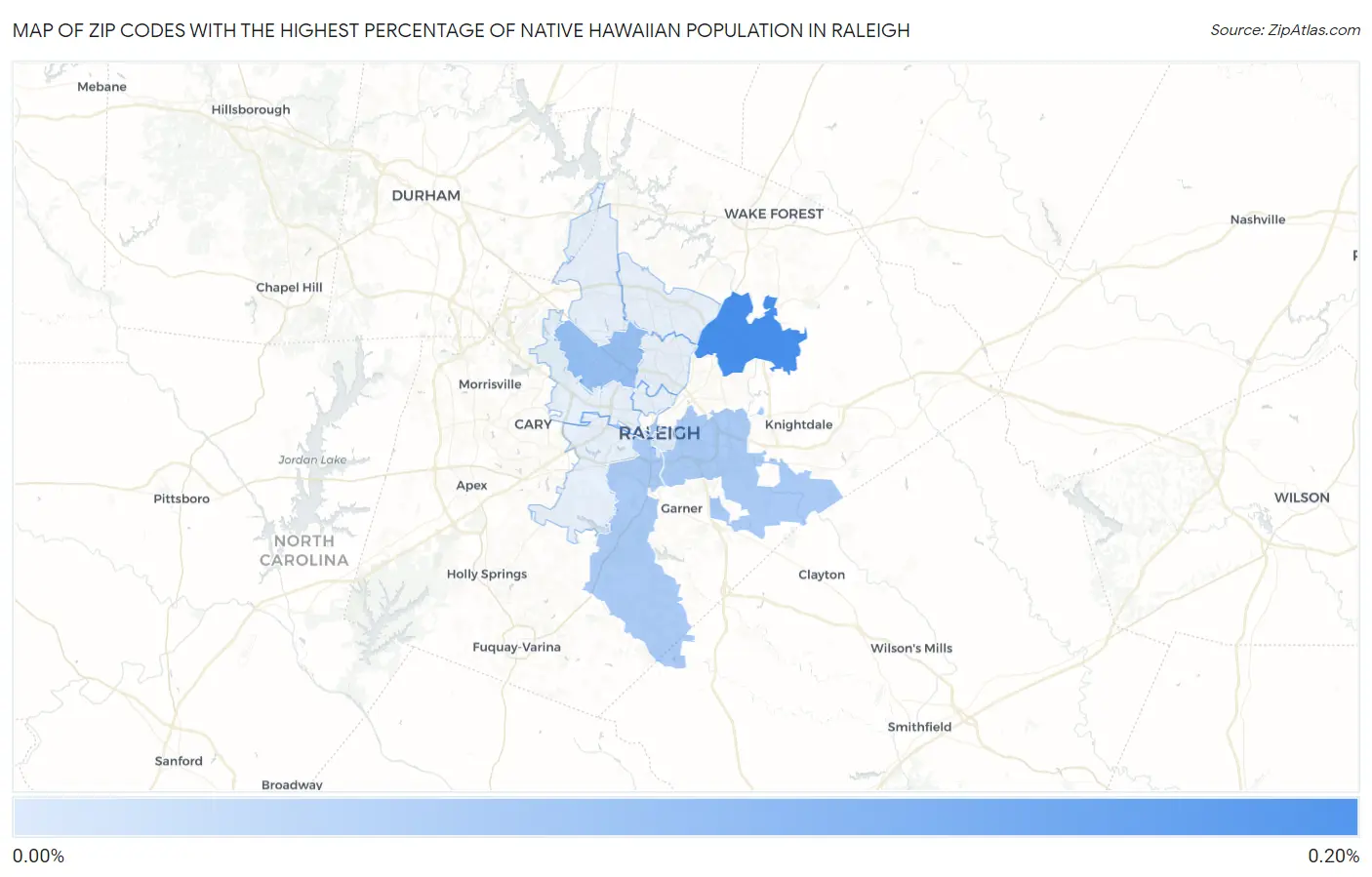 Zip Codes with the Highest Percentage of Native Hawaiian Population in Raleigh Map