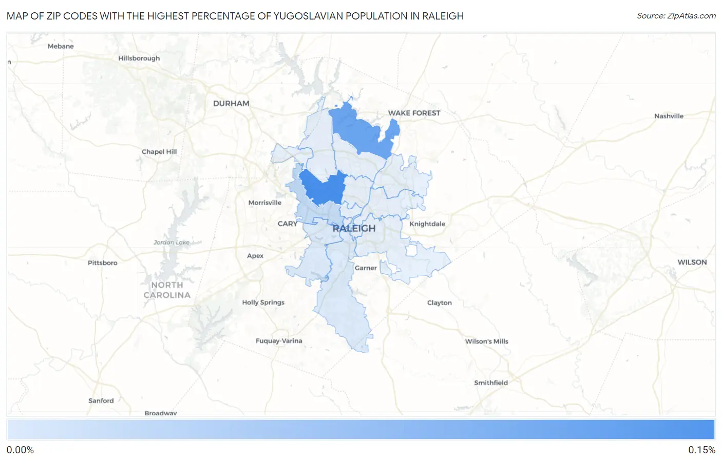 Zip Codes with the Highest Percentage of Yugoslavian Population in Raleigh Map