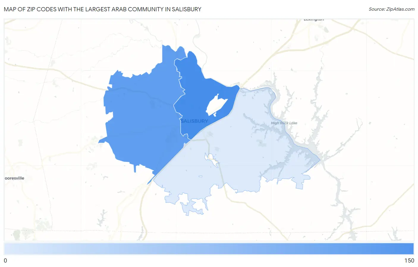 Zip Codes with the Largest Arab Community in Salisbury Map