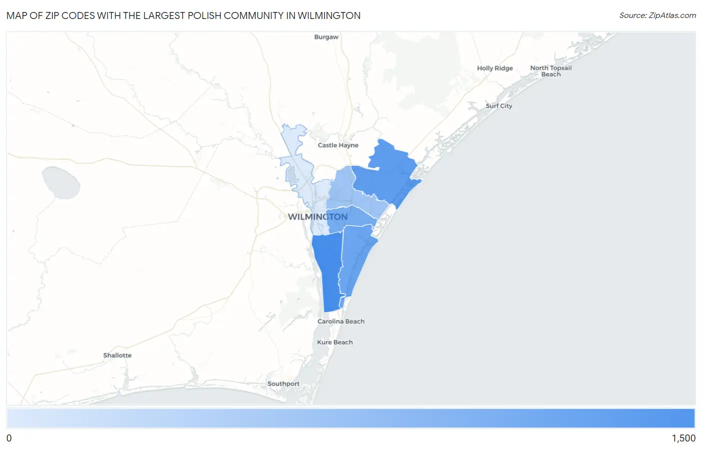 Zip Codes with the Largest Polish Community in Wilmington Map
