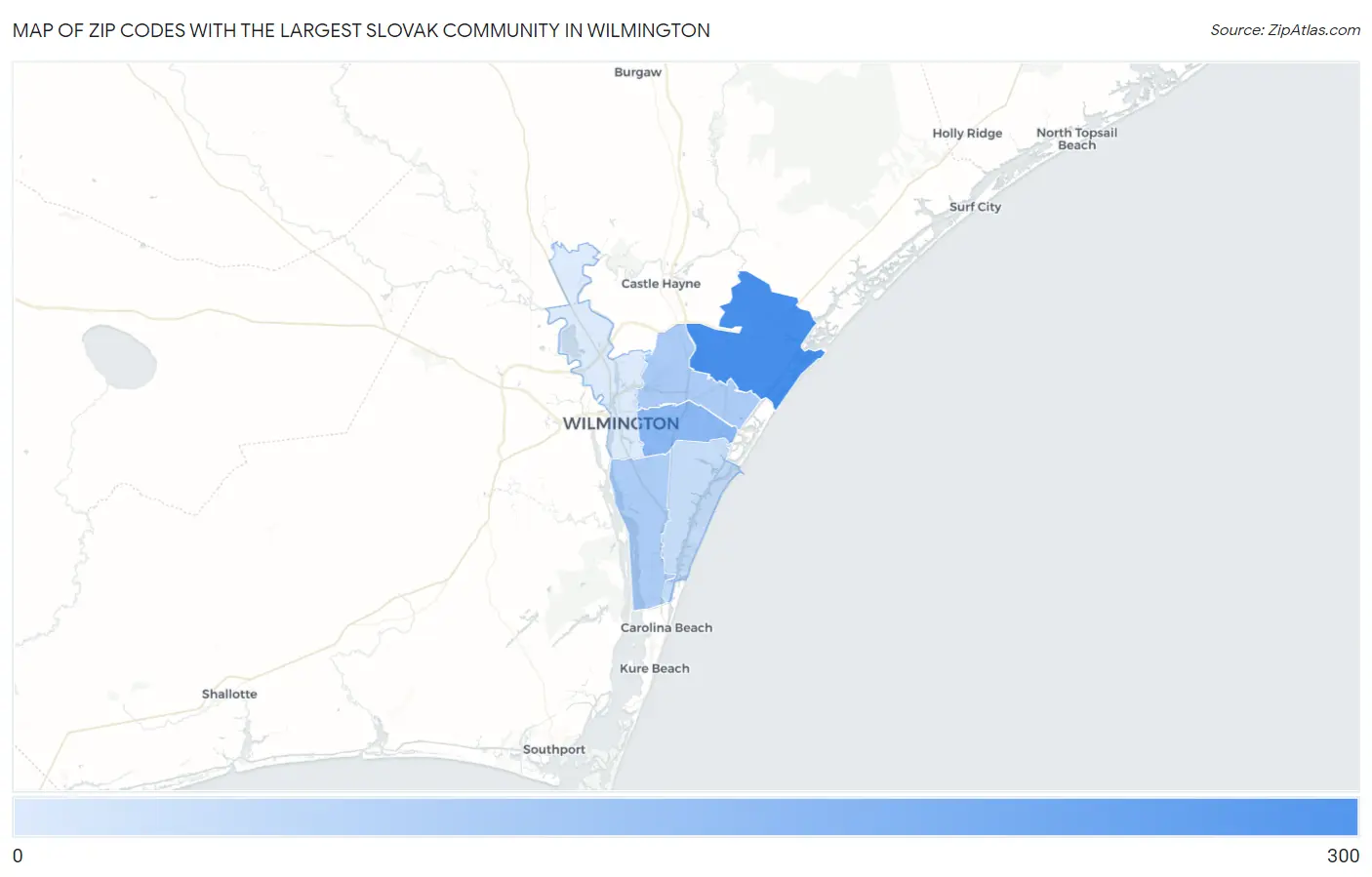 Zip Codes with the Largest Slovak Community in Wilmington Map
