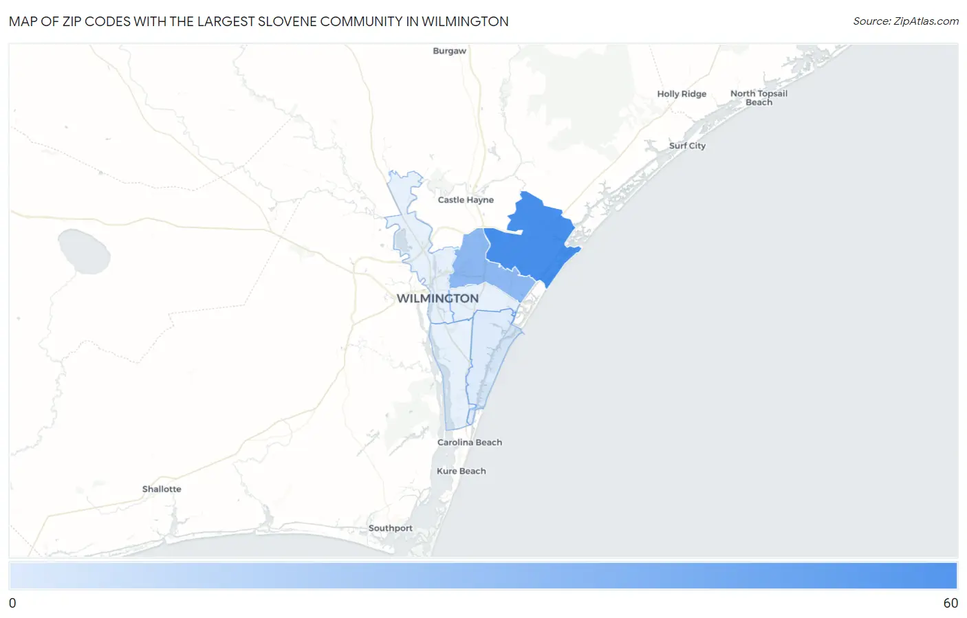 Zip Codes with the Largest Slovene Community in Wilmington Map