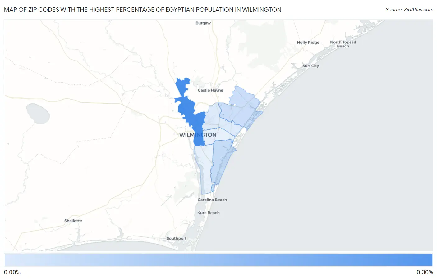 Zip Codes with the Highest Percentage of Egyptian Population in Wilmington Map