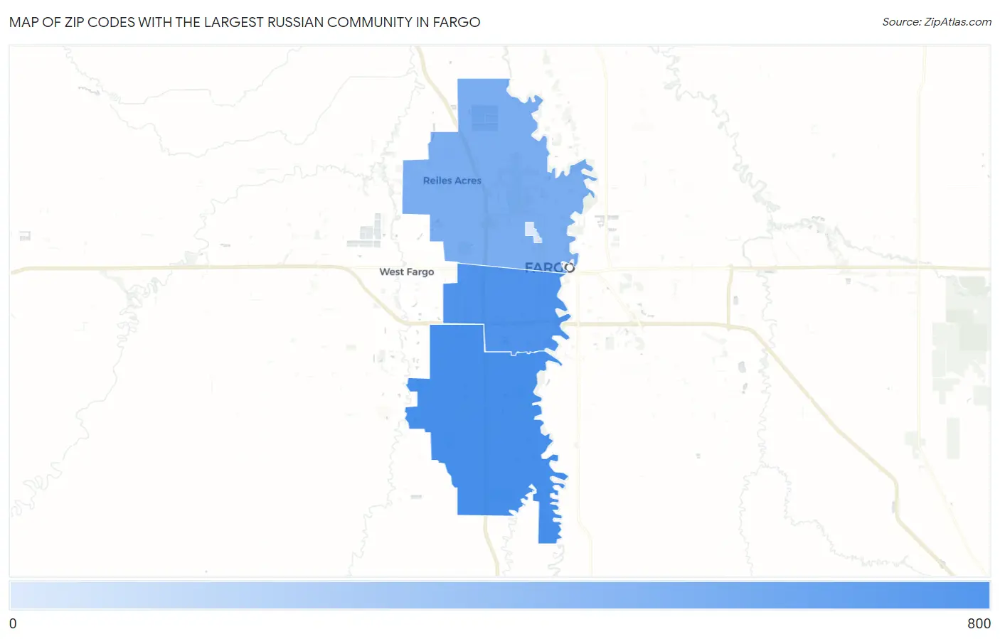 Zip Codes with the Largest Russian Community in Fargo Map