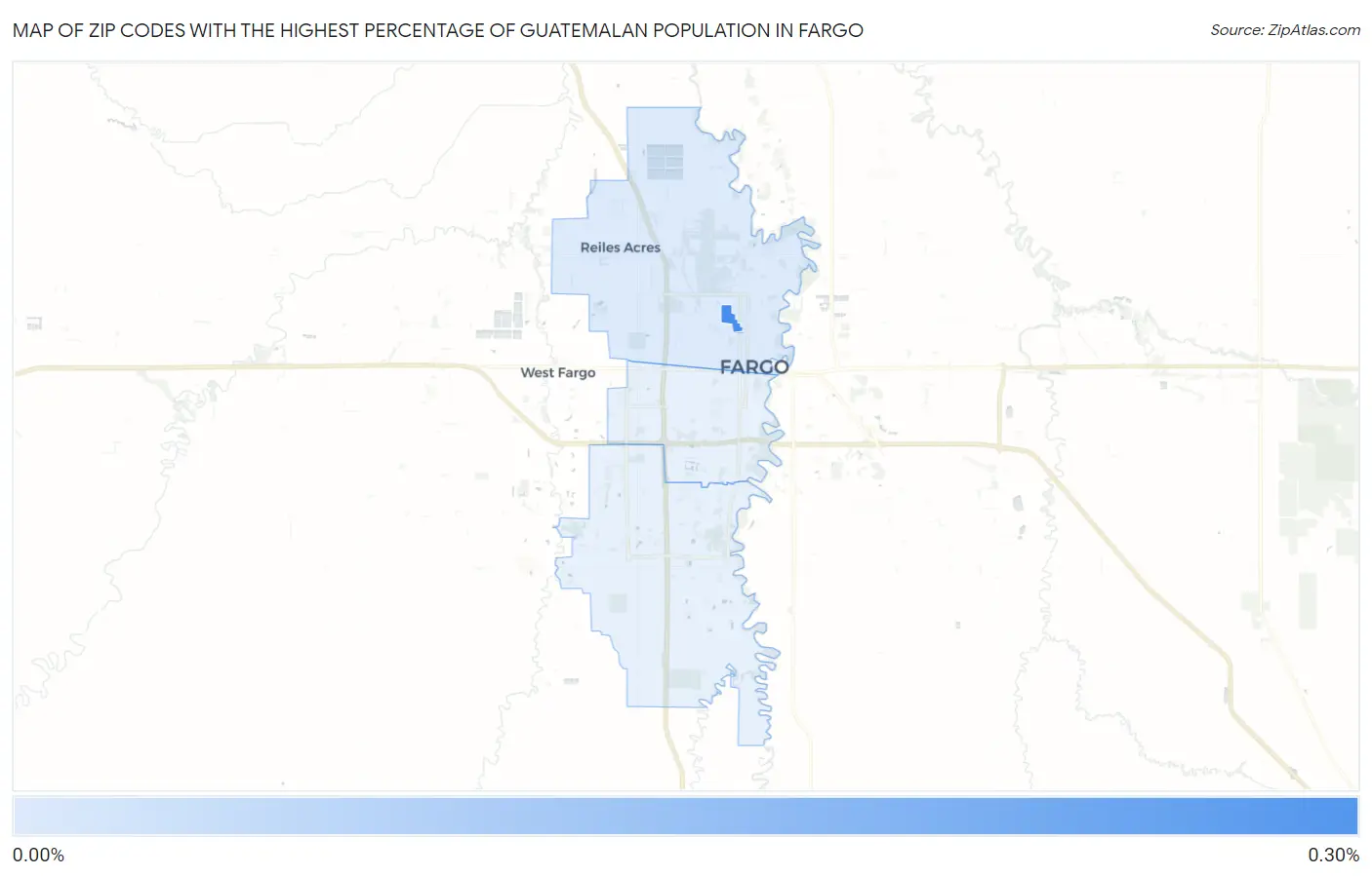Zip Codes with the Highest Percentage of Guatemalan Population in Fargo Map