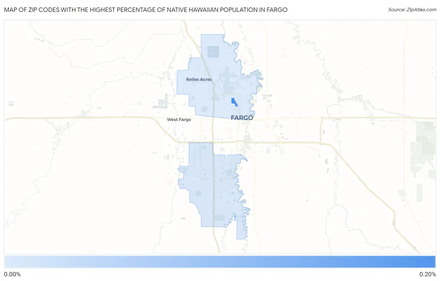 Zip Codes with the Highest Percentage of Native Hawaiian Population in Fargo Map