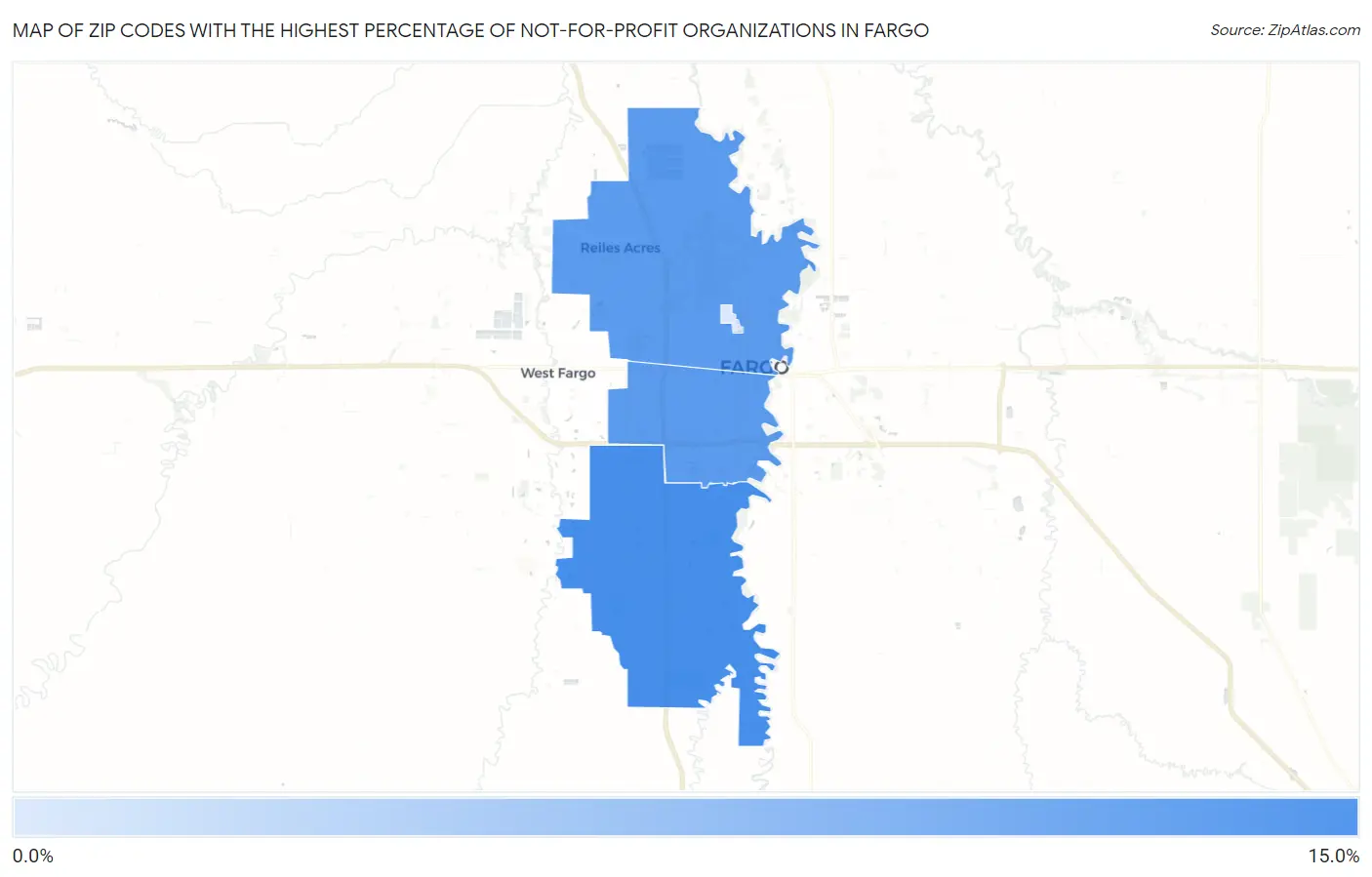 Zip Codes with the Highest Percentage of Not-for-profit Organizations in Fargo Map