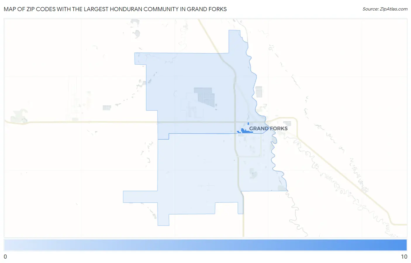Zip Codes with the Largest Honduran Community in Grand Forks Map