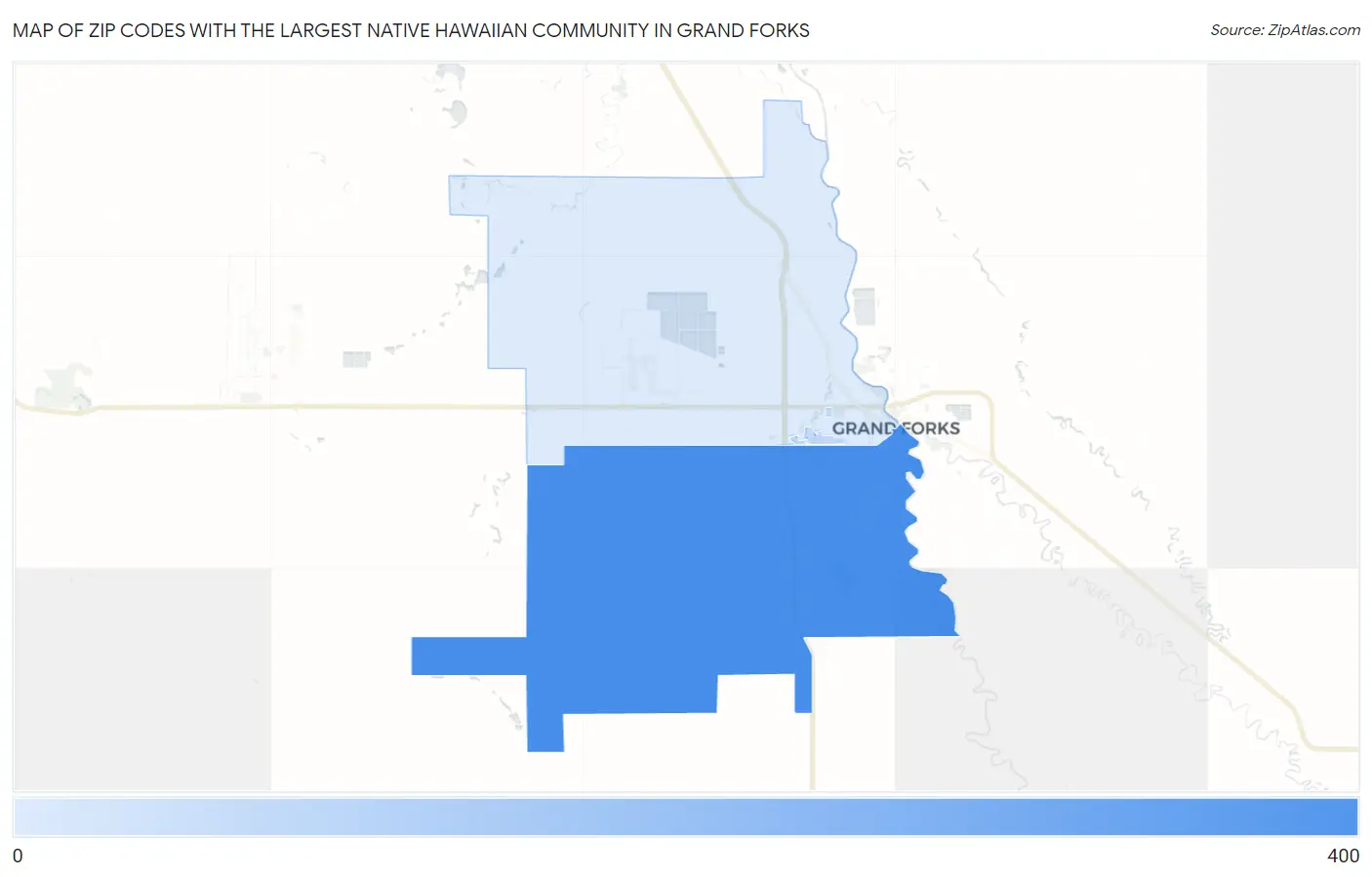 Zip Codes with the Largest Native Hawaiian Community in Grand Forks Map
