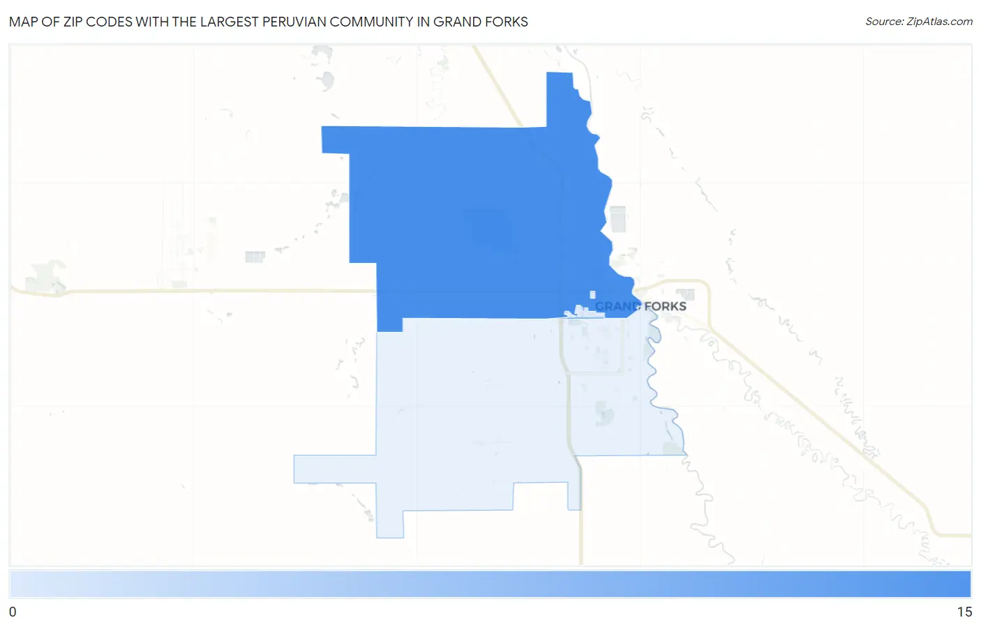 Zip Codes with the Largest Peruvian Community in Grand Forks Map
