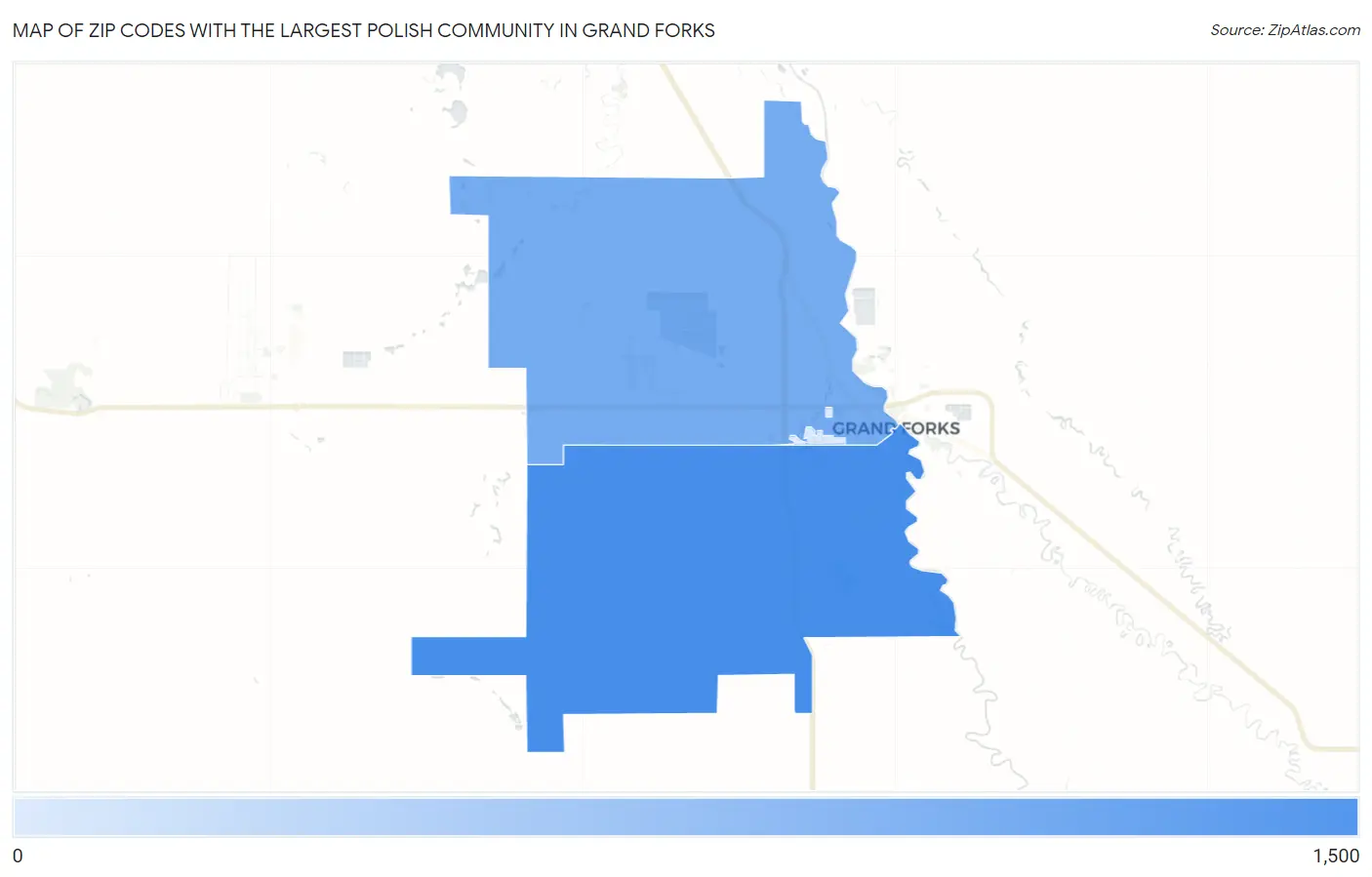 Zip Codes with the Largest Polish Community in Grand Forks Map