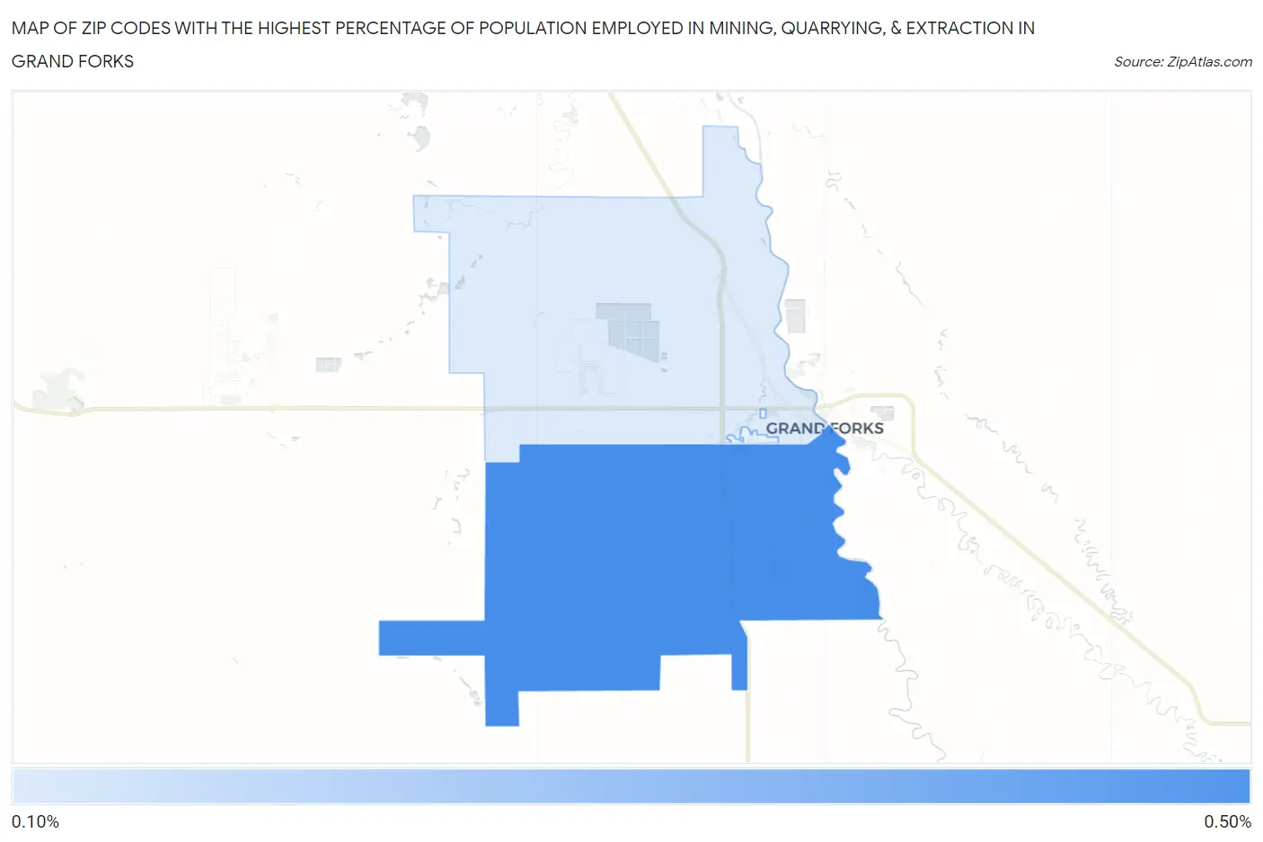 Zip Codes with the Highest Percentage of Population Employed in Mining, Quarrying, & Extraction in Grand Forks Map