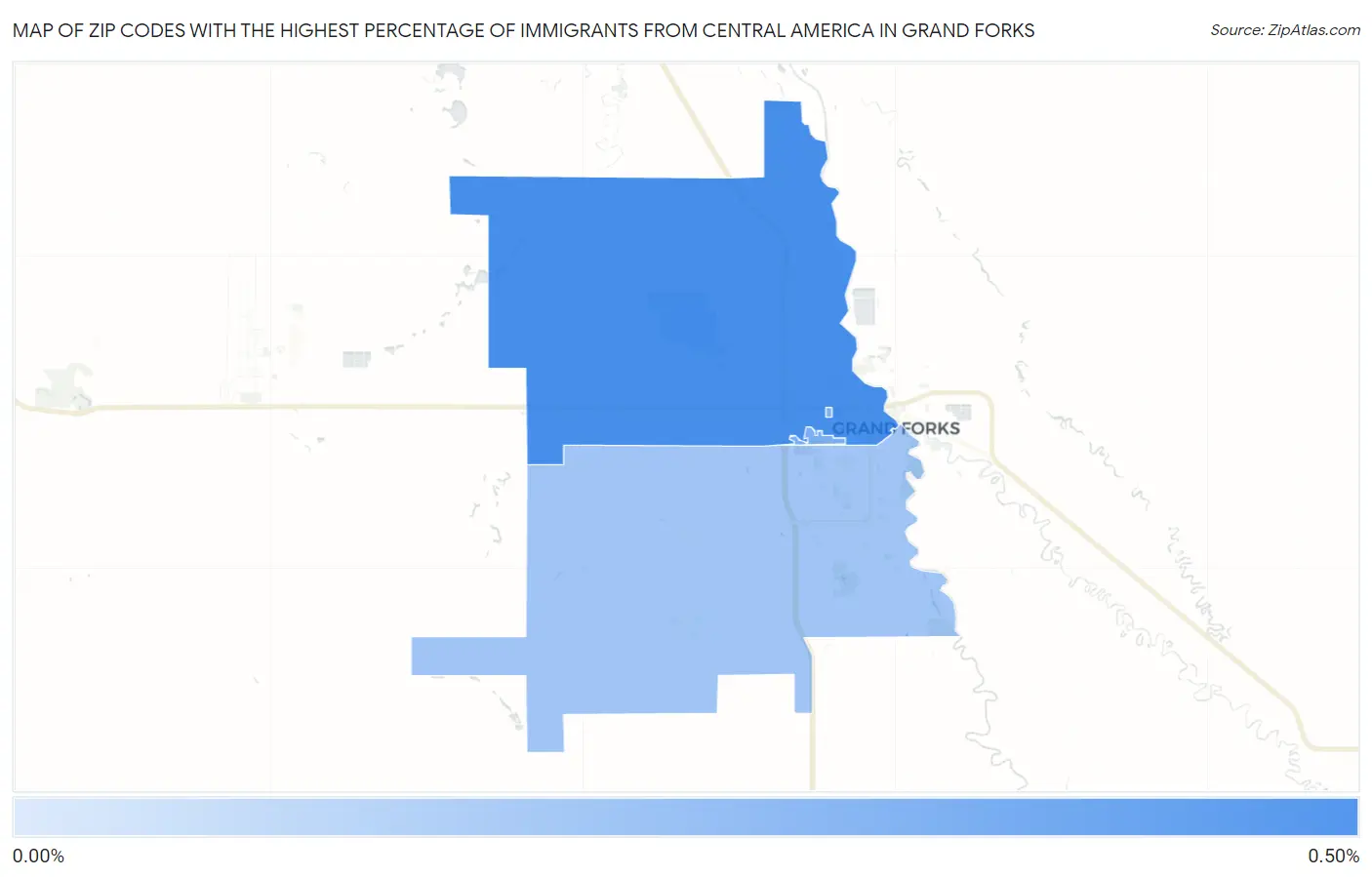 Zip Codes with the Highest Percentage of Immigrants from Central America in Grand Forks Map