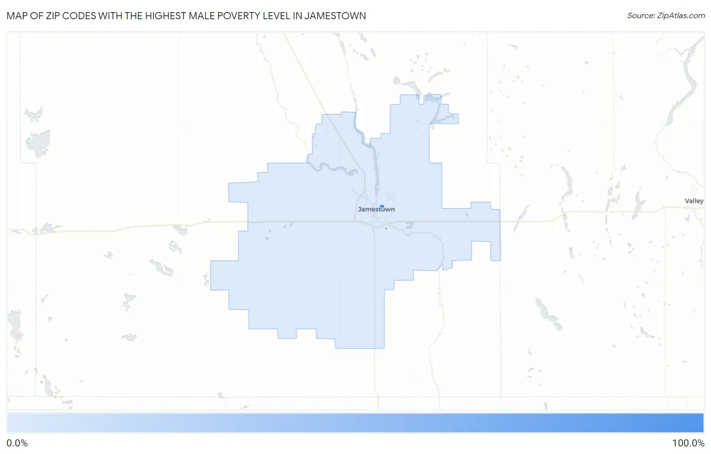Zip Codes with the Highest Male Poverty Level in Jamestown Map