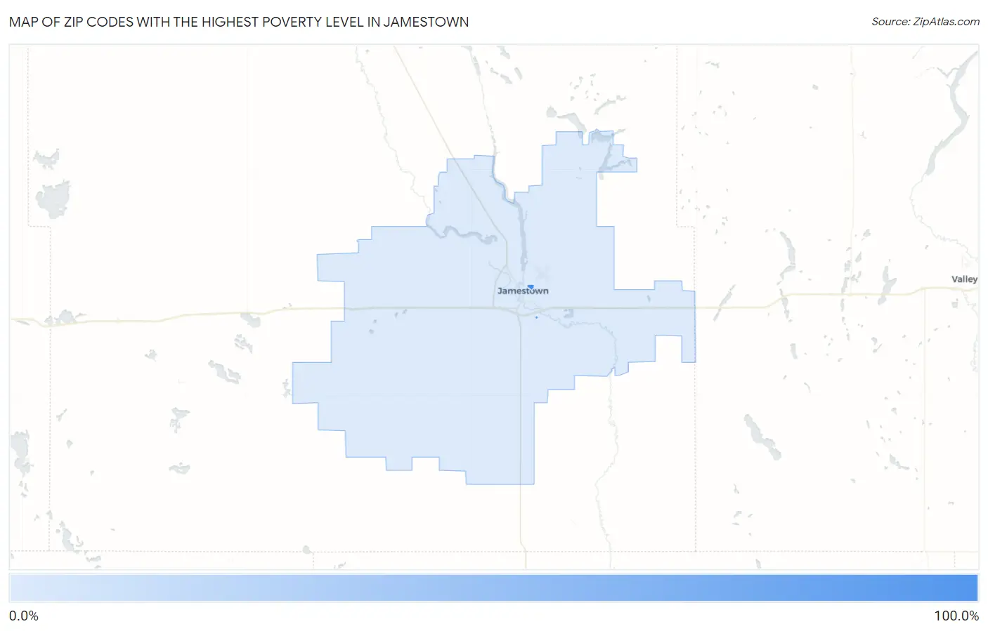 Zip Codes with the Highest Poverty Level in Jamestown Map
