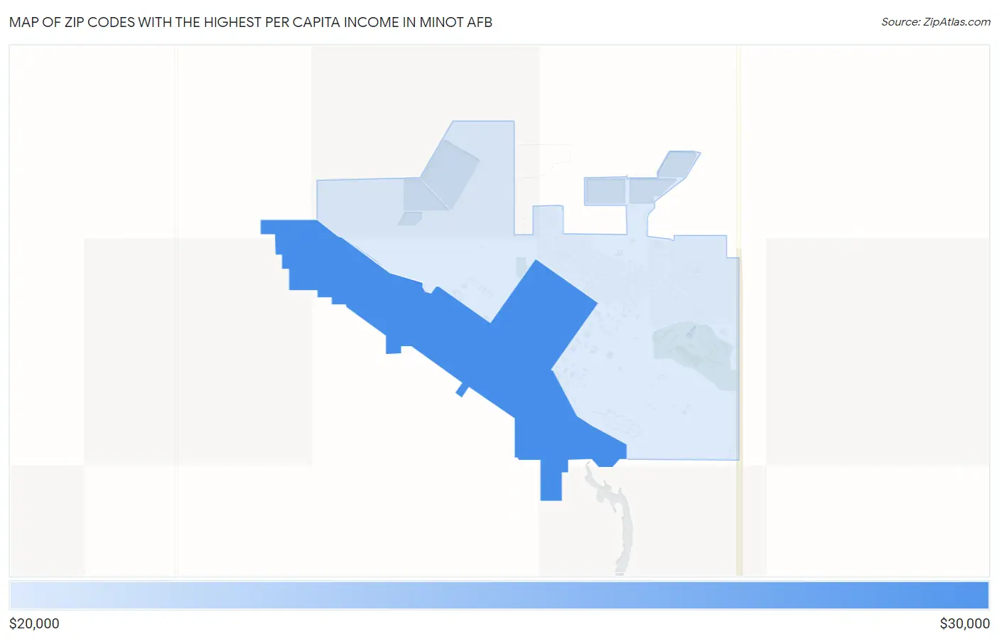 Zip Codes with the Highest Per Capita Income in Minot AFB Map