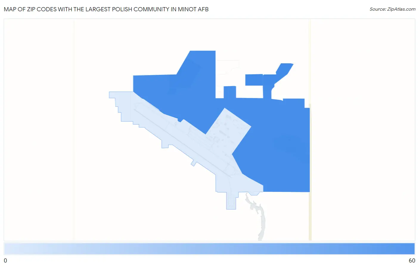 Zip Codes with the Largest Polish Community in Minot AFB Map