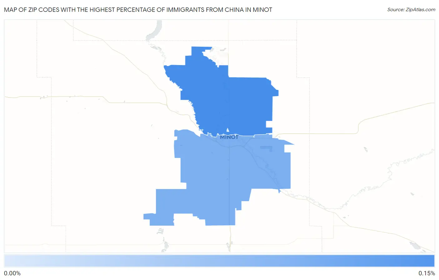 Zip Codes with the Highest Percentage of Immigrants from China in Minot Map