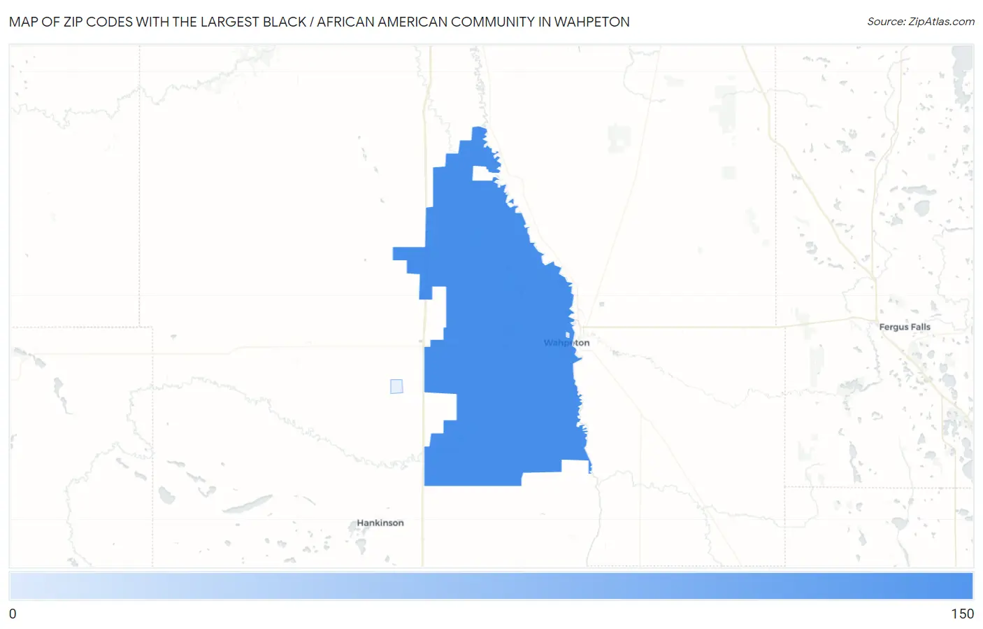 Zip Codes with the Largest Black / African American Community in Wahpeton Map