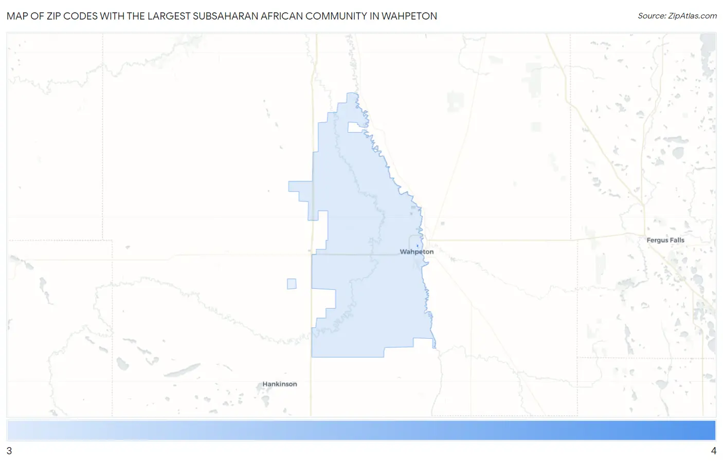 Zip Codes with the Largest Subsaharan African Community in Wahpeton Map