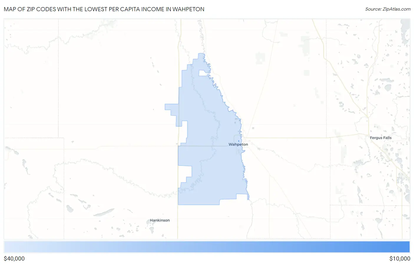 Zip Codes with the Lowest Per Capita Income in Wahpeton Map