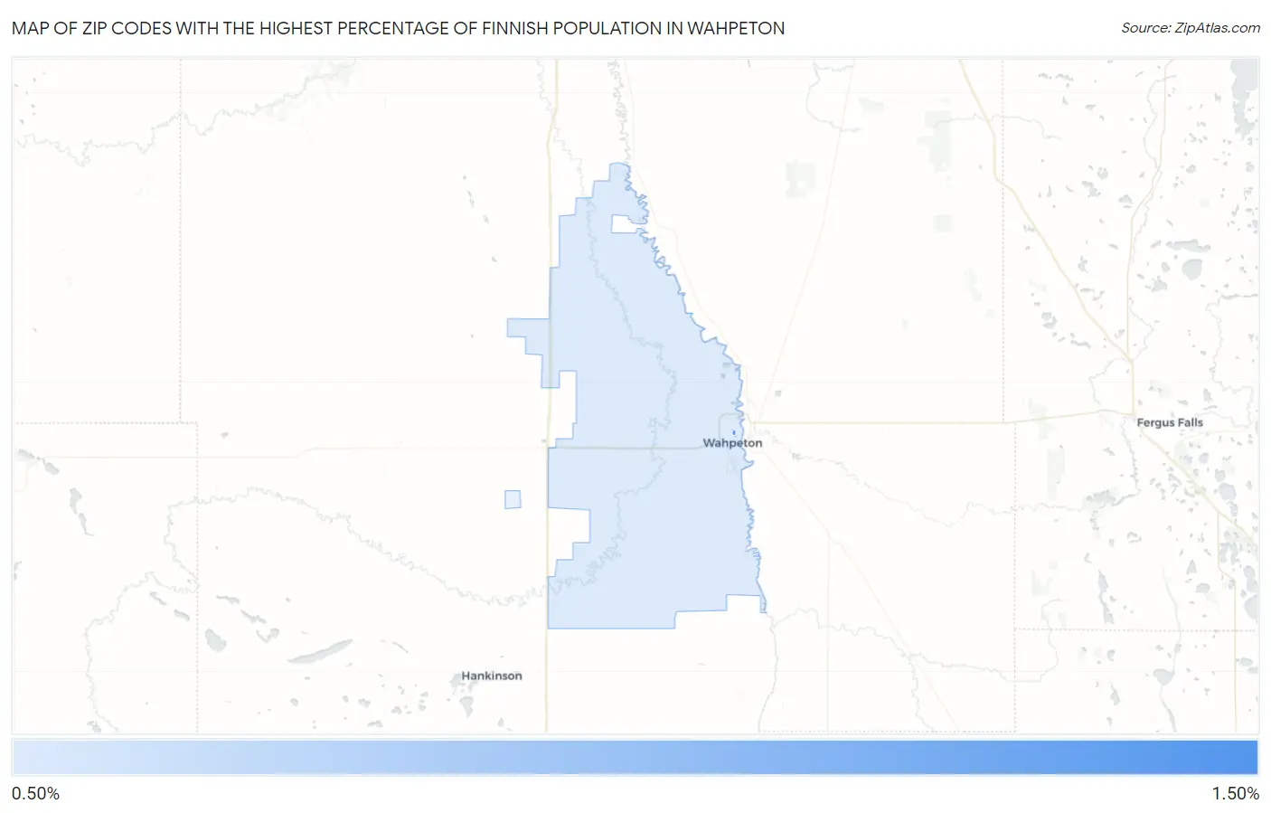 Zip Codes with the Highest Percentage of Finnish Population in Wahpeton Map