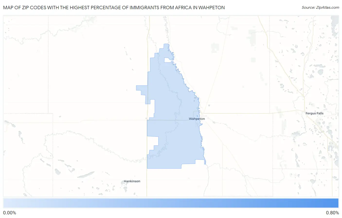 Zip Codes with the Highest Percentage of Immigrants from Africa in Wahpeton Map