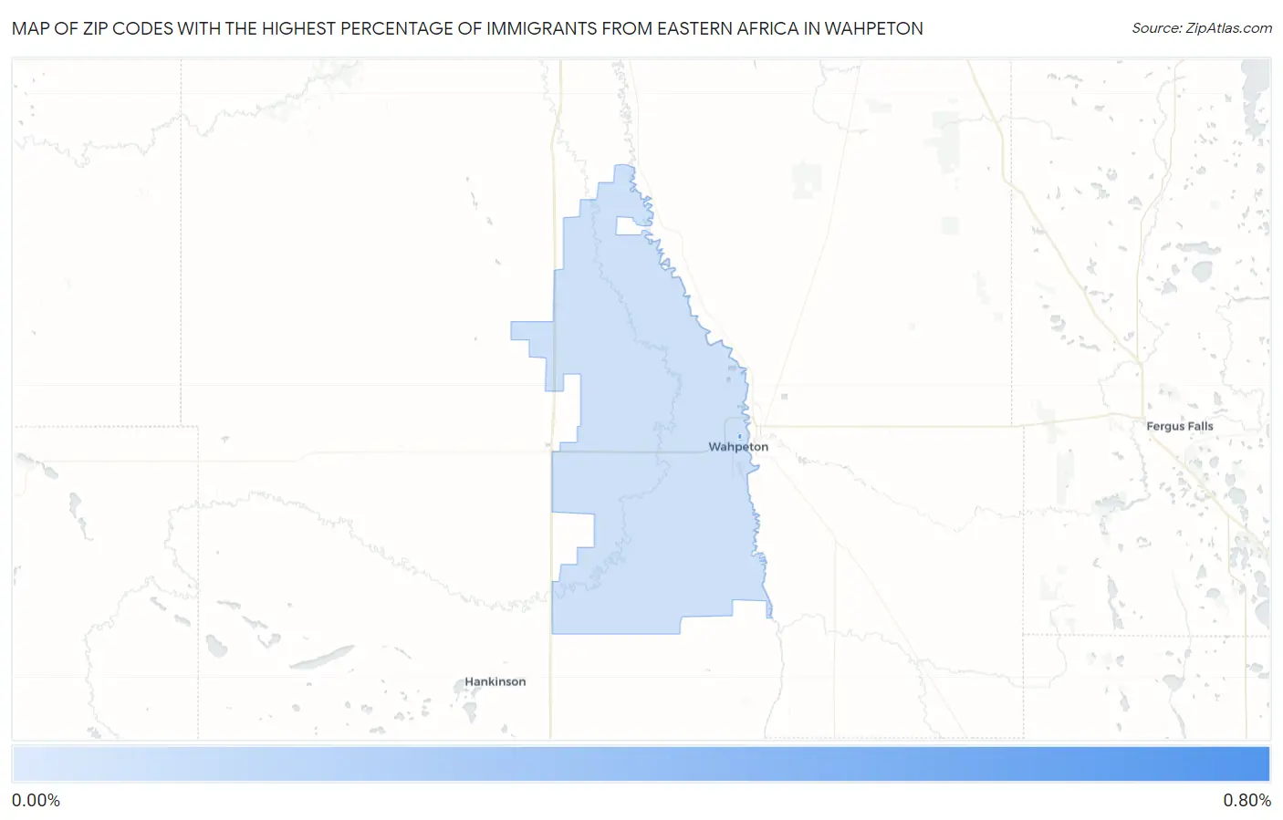 Zip Codes with the Highest Percentage of Immigrants from Eastern Africa in Wahpeton Map