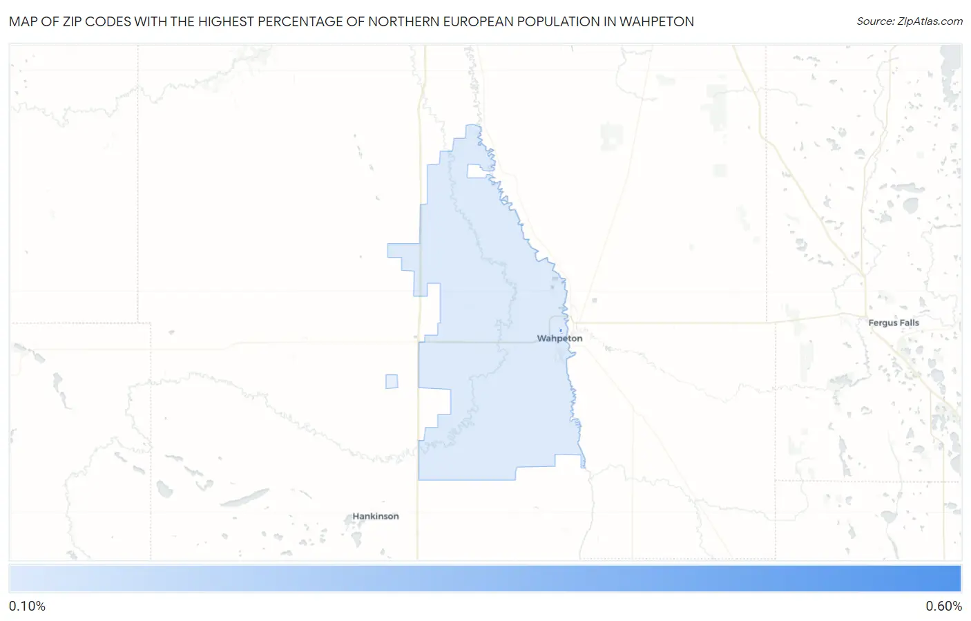 Zip Codes with the Highest Percentage of Northern European Population in Wahpeton Map