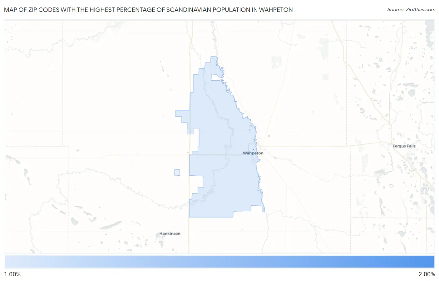 Zip Codes with the Highest Percentage of Scandinavian Population in Wahpeton Map