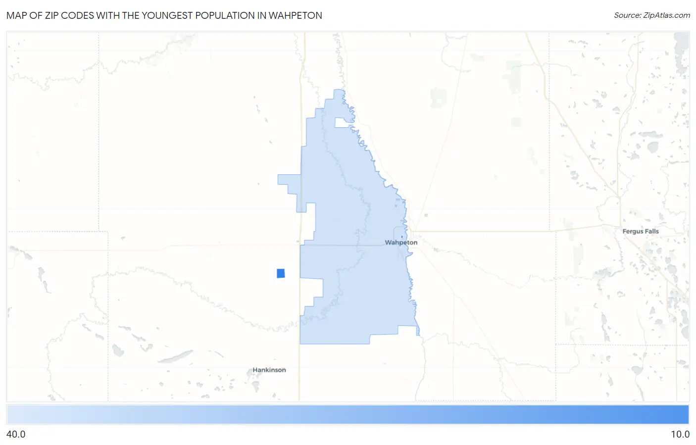 Zip Codes with the Youngest Population in Wahpeton Map