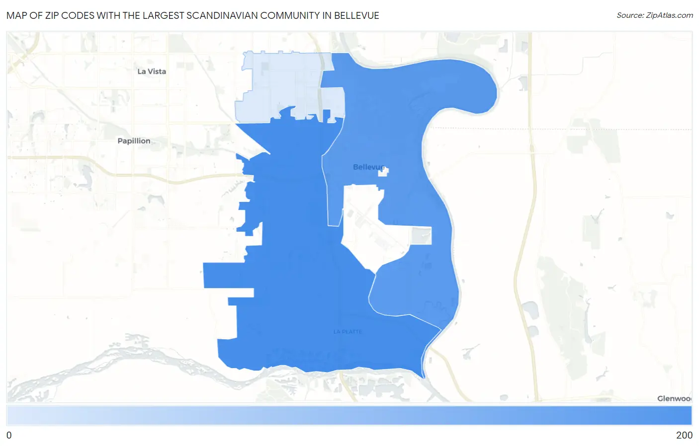 Zip Codes with the Largest Scandinavian Community in Bellevue Map