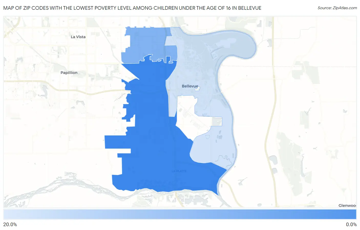 Zip Codes with the Lowest Poverty Level Among Children Under the Age of 16 in Bellevue Map