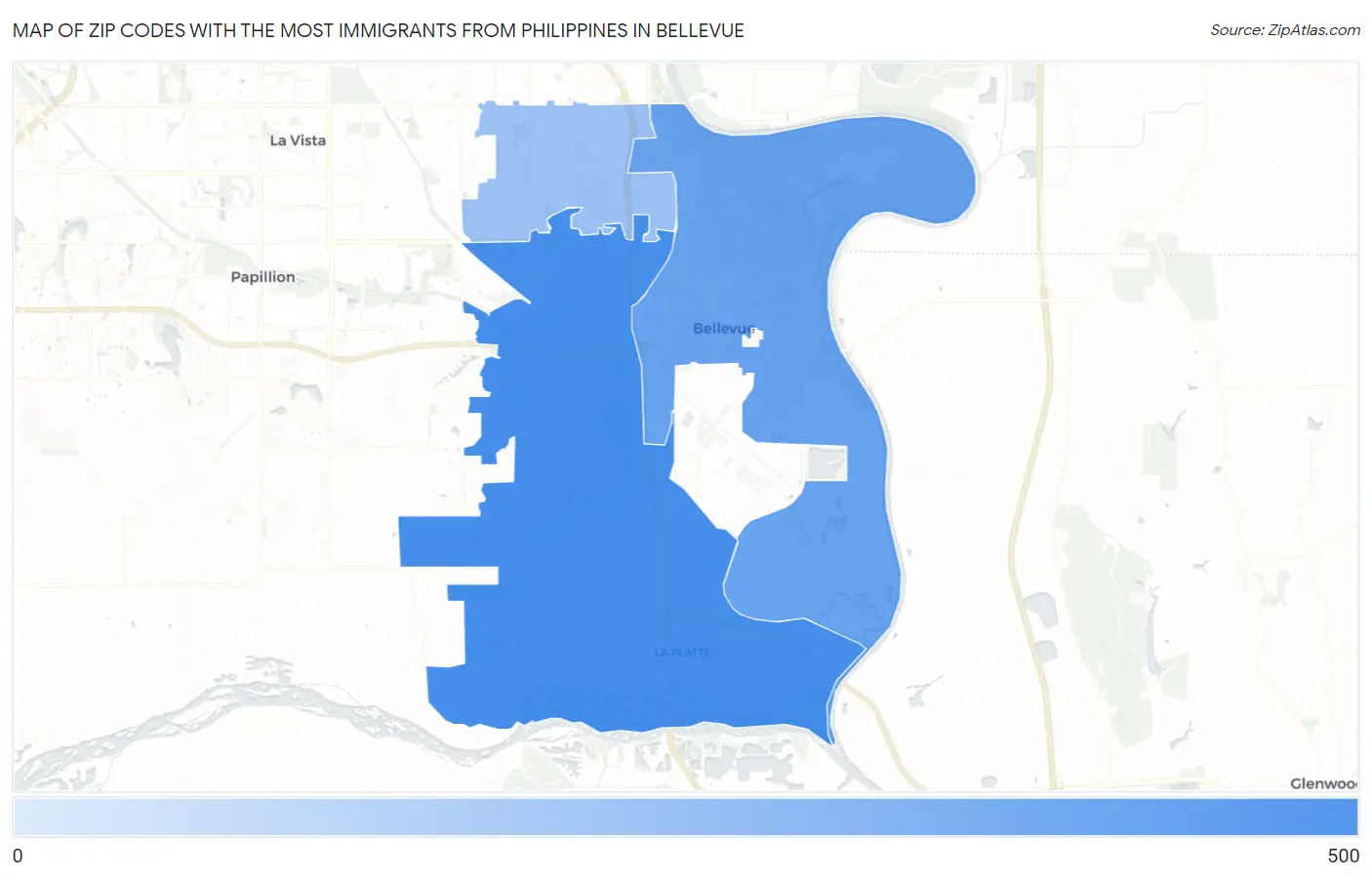 Zip Codes with the Most Immigrants from Philippines in Bellevue Map