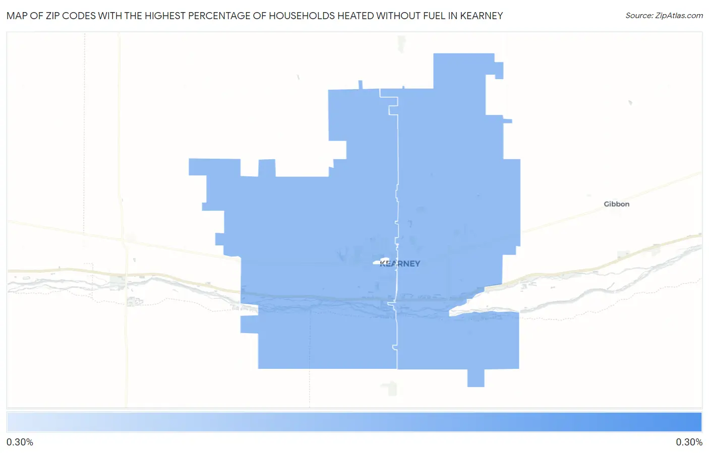 Zip Codes with the Highest Percentage of Households Heated without Fuel in Kearney Map