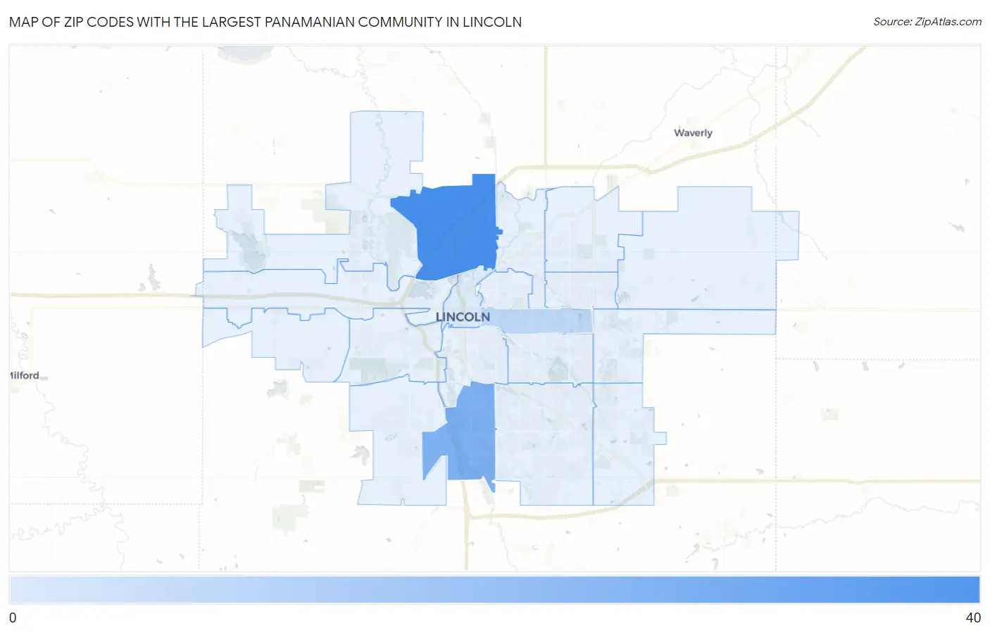Zip Codes with the Largest Panamanian Community in Lincoln Map