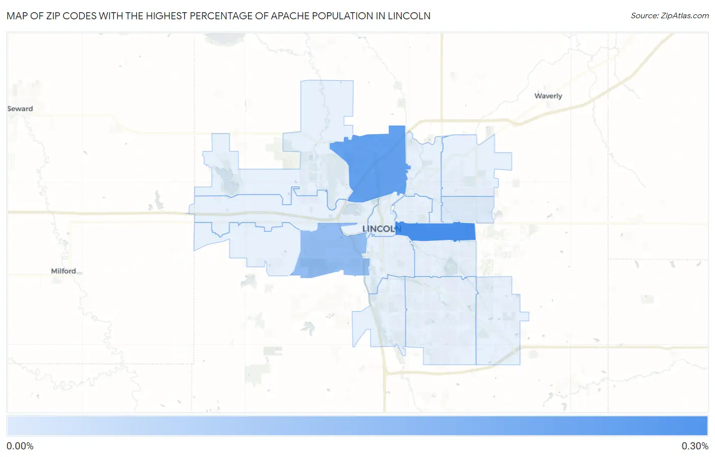 Zip Codes with the Highest Percentage of Apache Population in Lincoln Map