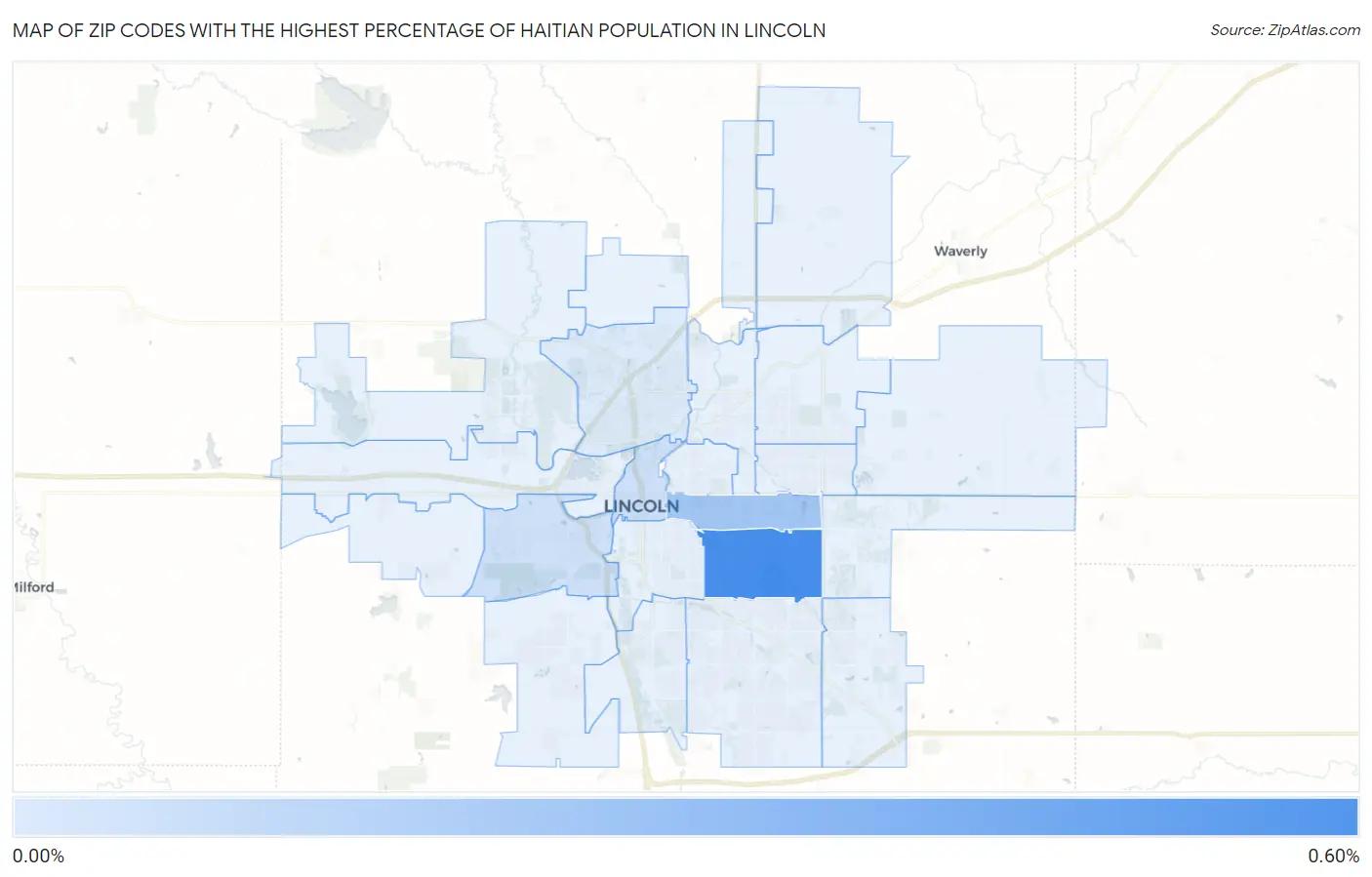 Zip Codes with the Highest Percentage of Haitian Population in Lincoln Map