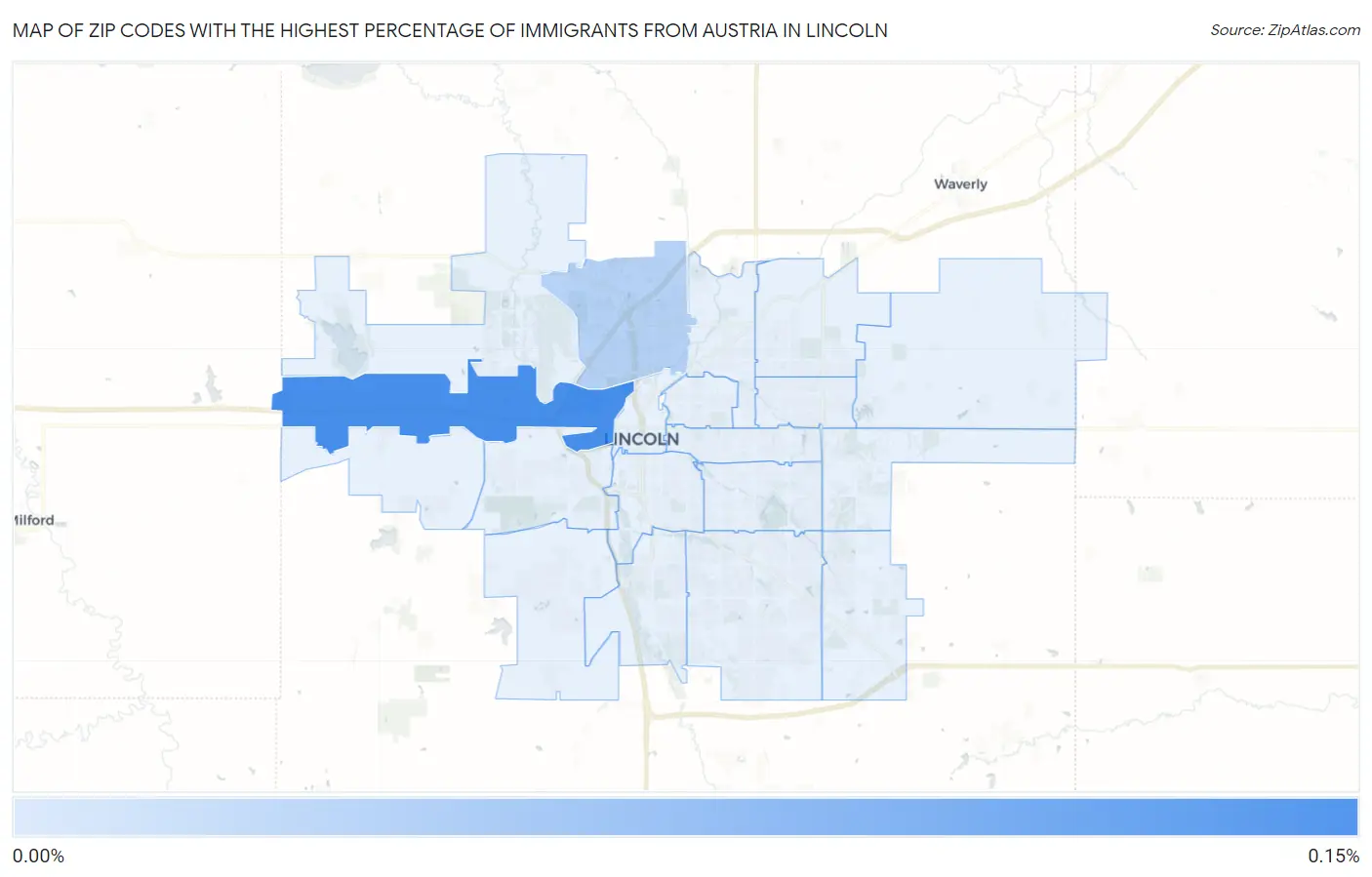 Zip Codes with the Highest Percentage of Immigrants from Austria in Lincoln Map