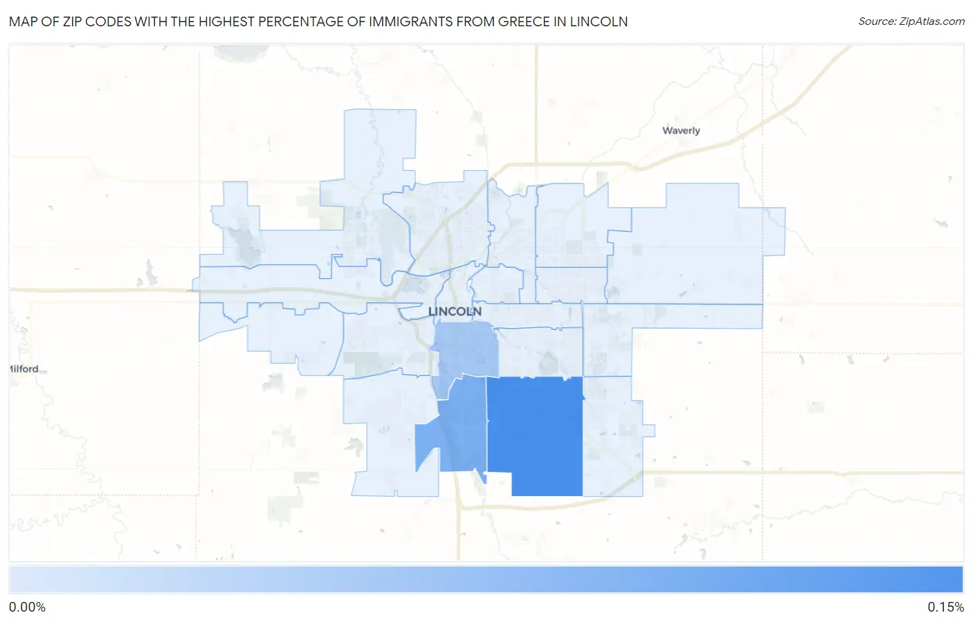 Zip Codes with the Highest Percentage of Immigrants from Greece in Lincoln Map