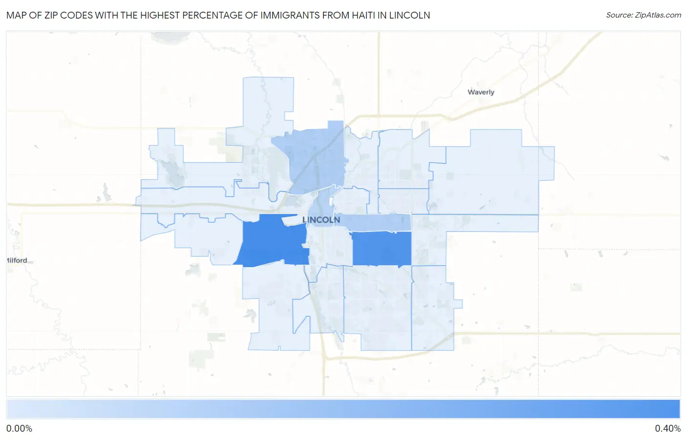 Zip Codes with the Highest Percentage of Immigrants from Haiti in Lincoln Map