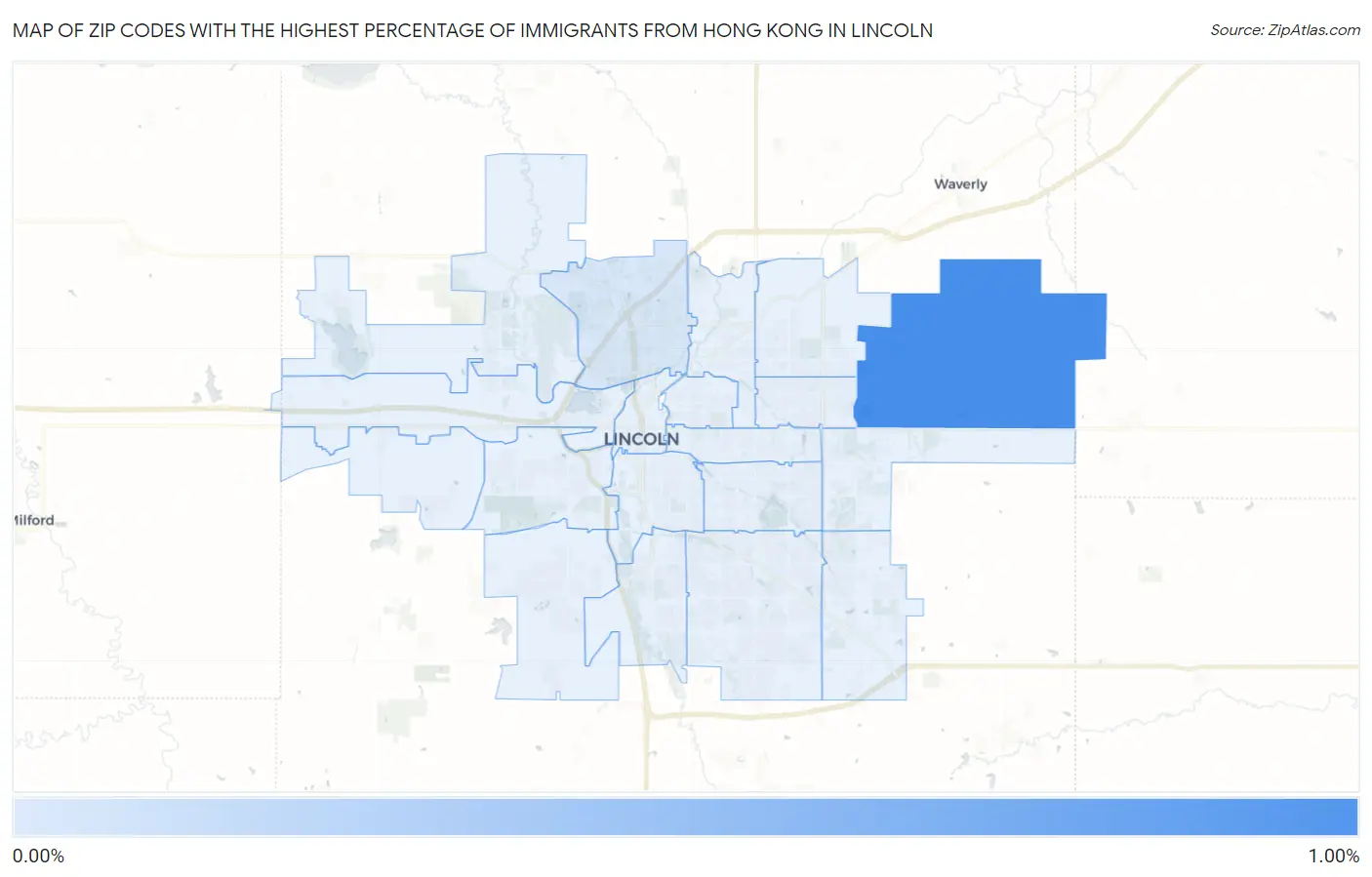Zip Codes with the Highest Percentage of Immigrants from Hong Kong in Lincoln Map